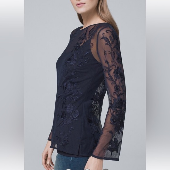 NWT  WHBM Floral-Embroidered Mesh Tunic - Picture 3 of 3